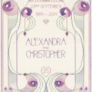 Derwentwater Designs Wedding or Anniversary Sampler Cross Stitch Kit - 28.5cm x 22.5cm
