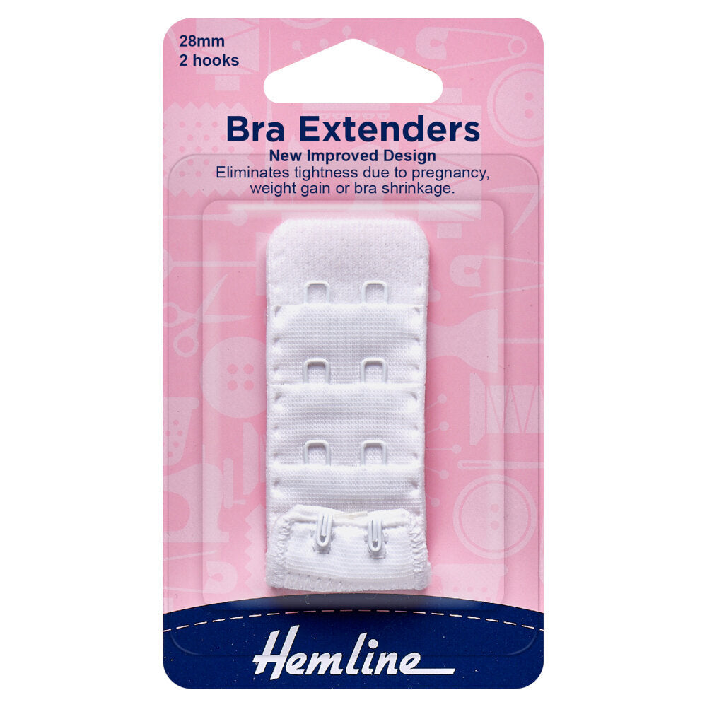 Hemline Bra Back Extenders: 28mm: White
