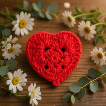 Crochet Heart Pattern PDF + Video Tutorial – Granny Heart Coaster, Valentine Motif DIY