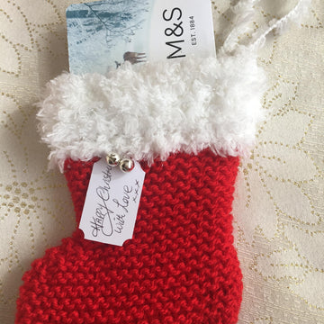Easy Garter Stitch Christmas Stockings Gift Card Money & Tag DK Knitting Pattern