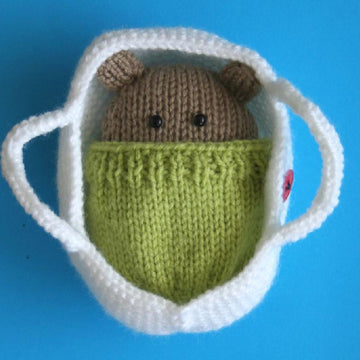 Wrapped Up Baby and Baby Bear in Basket