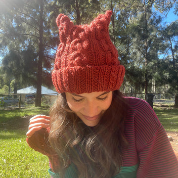 Izzy Lou Cabled Pussyhat and Mittens