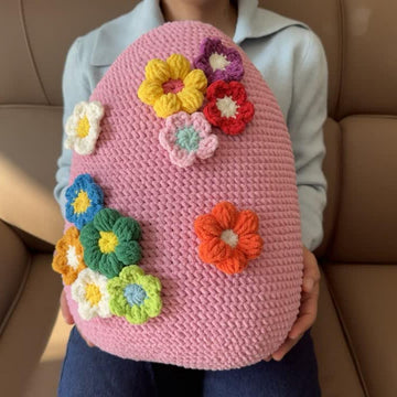 Egg Pillow with 3D Flowers