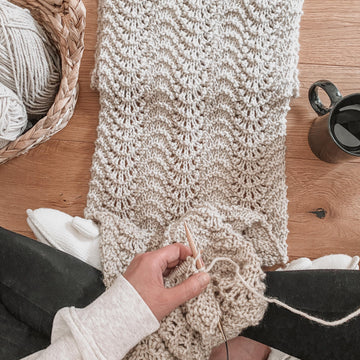 Fan & waves Scarf Knitting Pattern