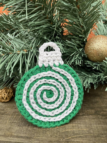 Crochet Coasters Candy spiral Pattern, Crochet Christmas ornament