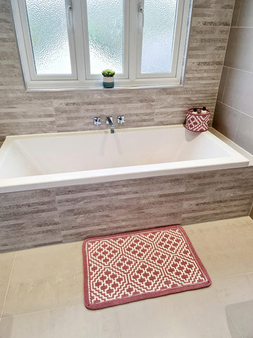 Mosaic crochet rug and basket