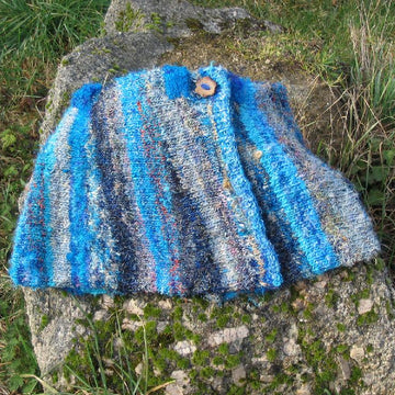 Recycled sari silk wraparound skirt with vertical stripes