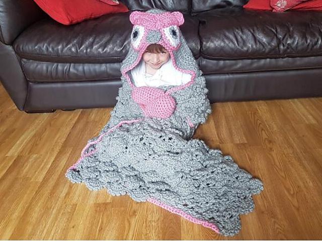 2in1 Woodland Owl Hooded Blanket Crochet Pattern