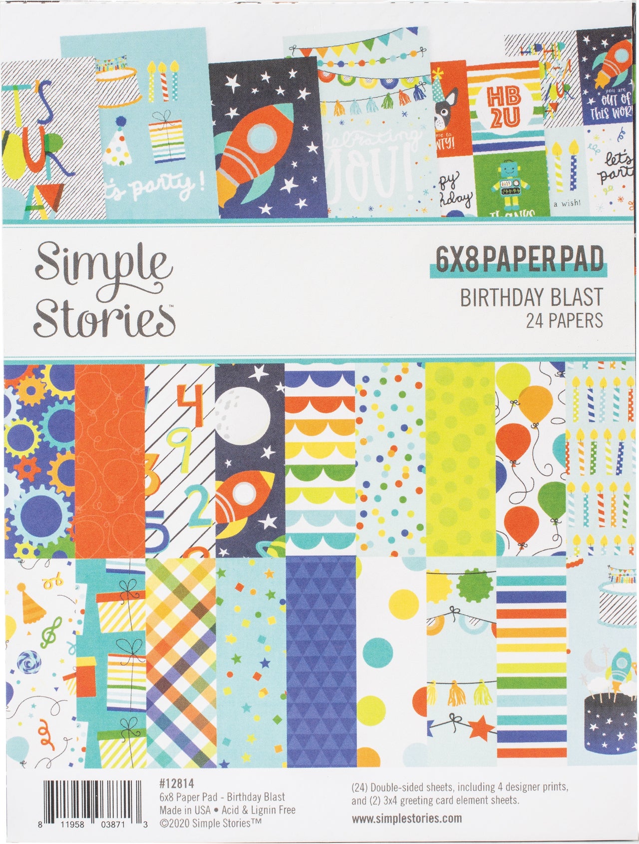 Simple Stories Double-Sided Paper Pad 6"X8" 24/Pkg - Birthday Blast