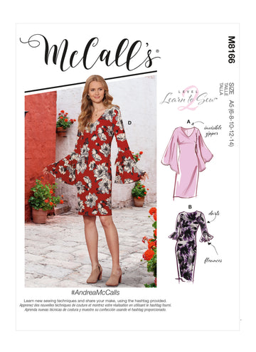 McCall's AndreaMcCalls - Misses' Dresses With Flounce Sleeve Variations M8166 - Sewing Pattern