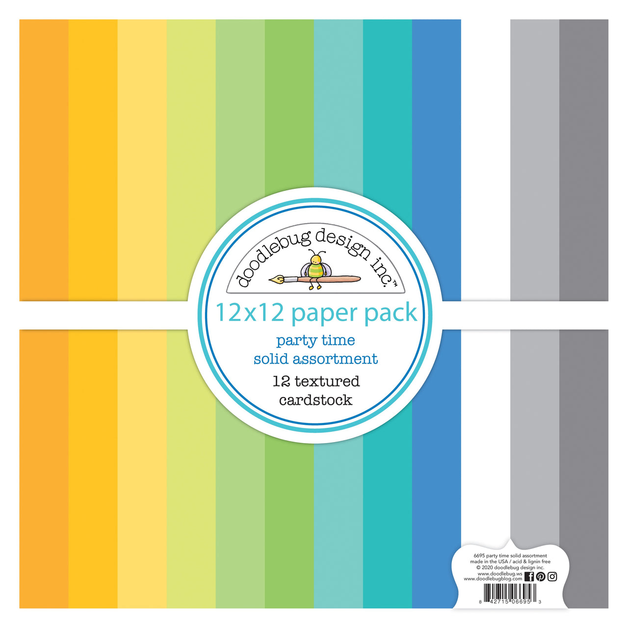 Doodlebug Textured Double-Sided Cardstock 12"X12" Pack - Party Time