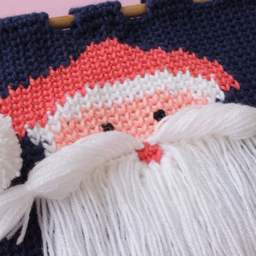 Beautiful Knit-like Crochet wall hanging with Santa Face with Waistcoat stitch VIDEO tutorial