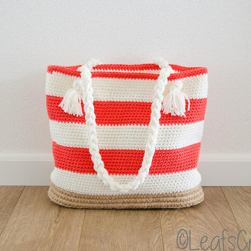 Striped beach bag