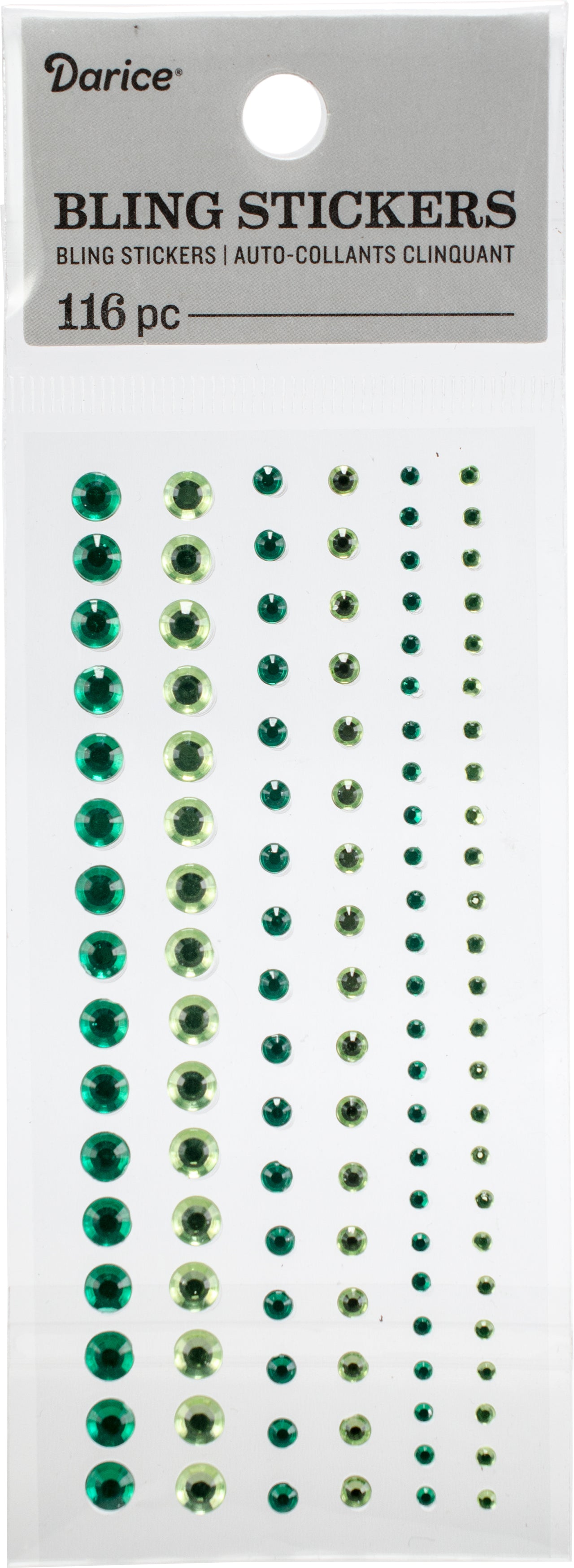 Darice Round Rhinestone Stickers 116/Pkg - Green