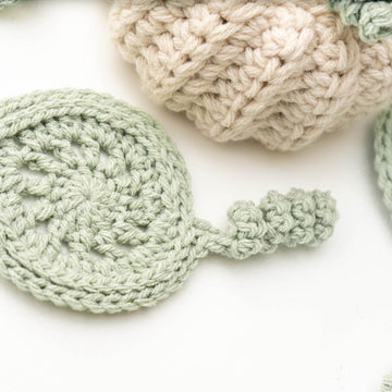 Crochet Pumpkin with Leaf Coasters
