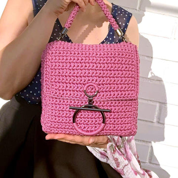 Crochet handbag with lining, Shoulder crossbody bag