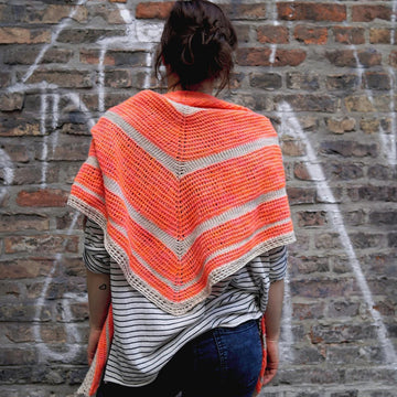 Tunisian Crochet Peaches Triangle Shawl