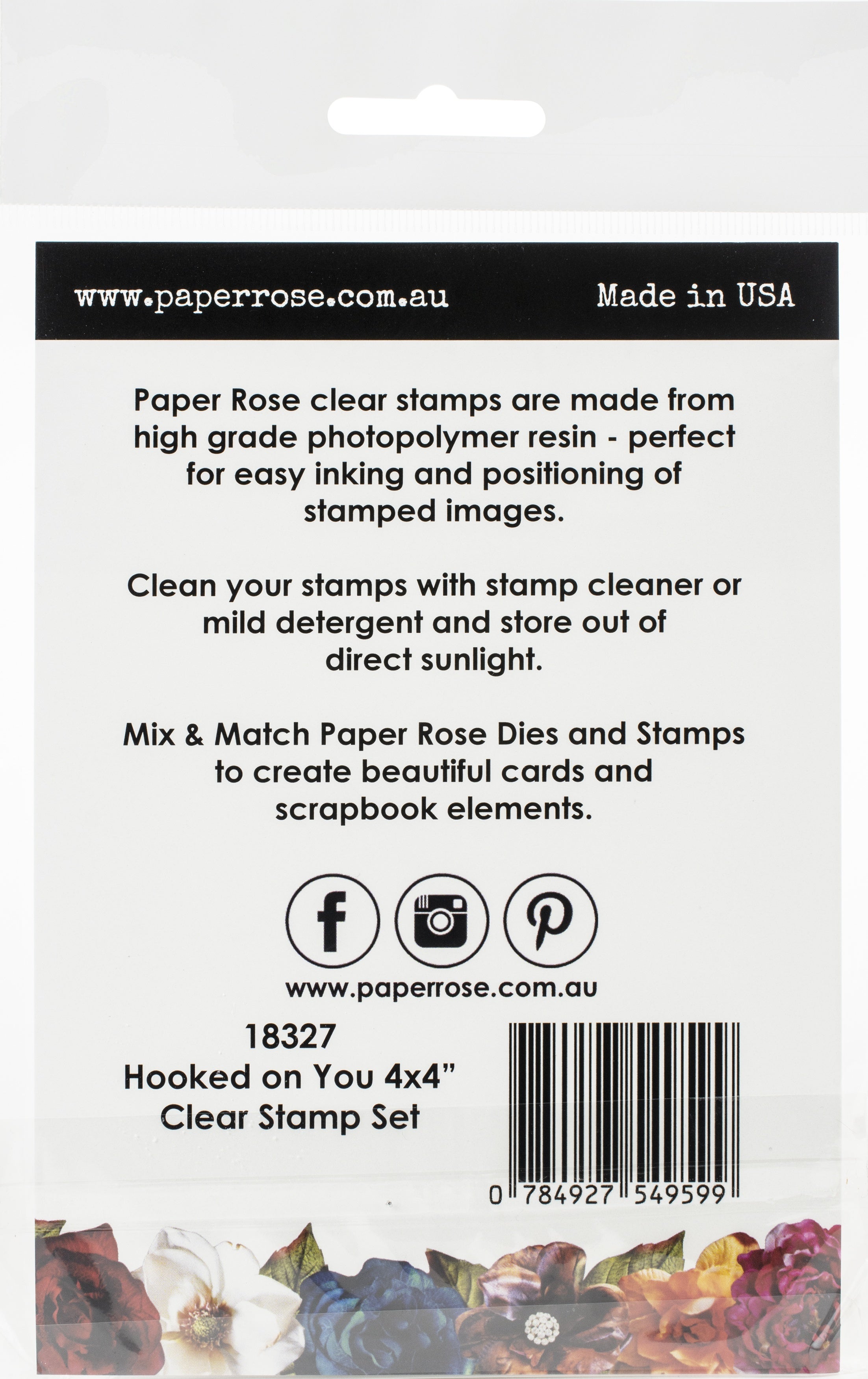 Paper Rose Clear Stamps 4"X4" - Hooked On You