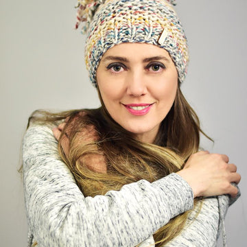 Natashka chunky knit hat with dreadlock pom
