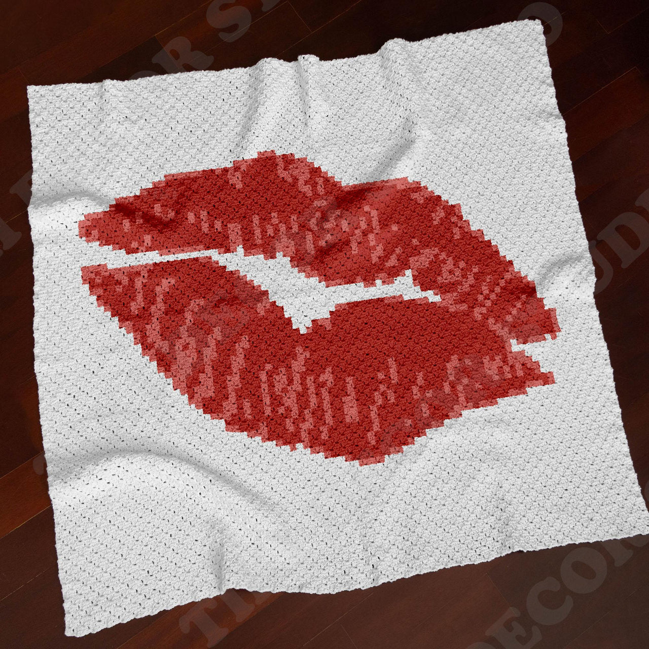 C2C Kiss My Lips Blanket Sexy Hug Graphghan Valentine's Day Throw CROCHET PATTERN