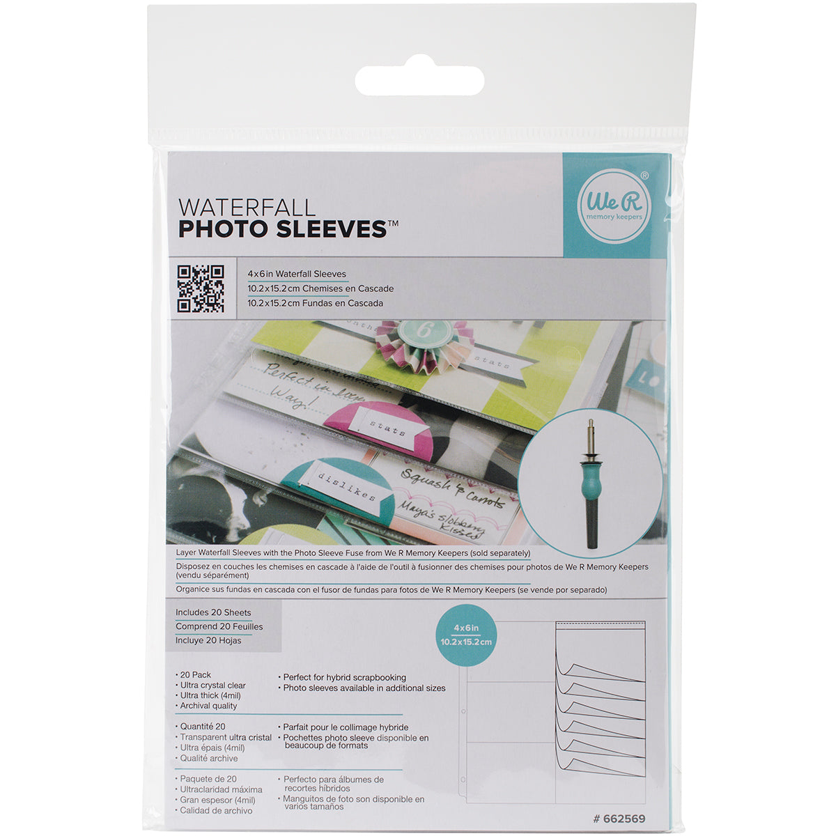 We R Memory Keepers We R Fuse Photo Sleeve Waterfall Sleeves 20/Pkg - 4"X6"