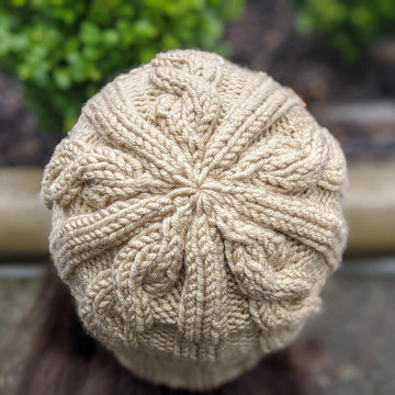 Crème Brûlée Cable Knit on circular needles Hat