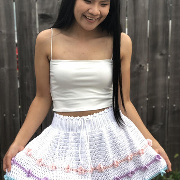 Crochet 3D flower skirt