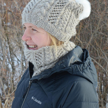 Cables and Lace Hat and Cowl