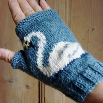 Swan fingerless gloves