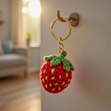 Crochet Strawberry Keychain Pattern – PDF + Video Tutorial