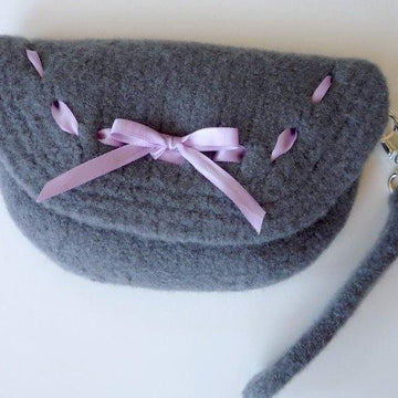 Cream puff felted clutch