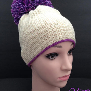 Beanie Hat Crochet Pattern with Pom Pom Unisex