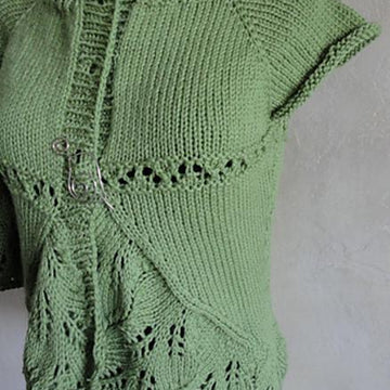#119 Eyelets and Lace Curved Hem Cardigan