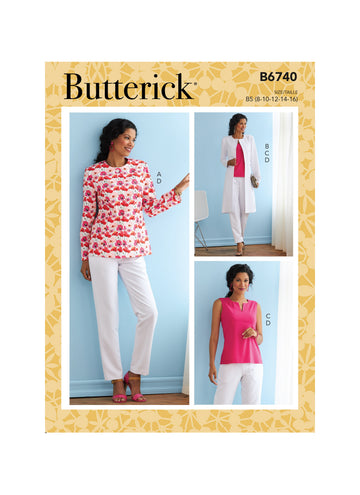 Butterick Misses' Jacket, Coat, Top & Pants B6740 - Sewing Pattern