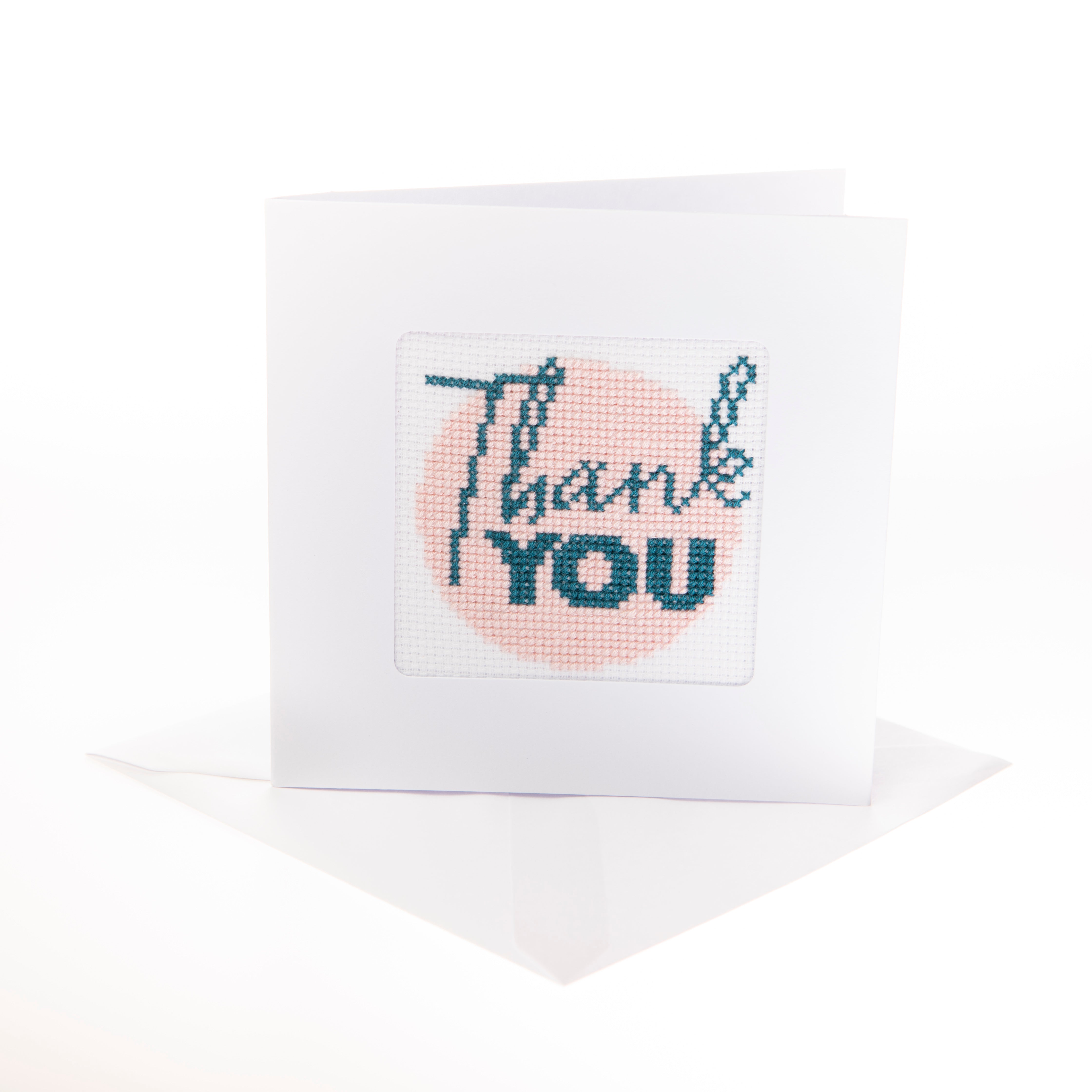 Stitchfinity Thank You Mini Card Cross Stitch Kit - 13cm x 13cm
