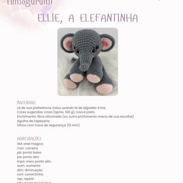 Meet Our Adorable Ellie the Elephant Amigurumi Pattern – Available in English and Portuguese