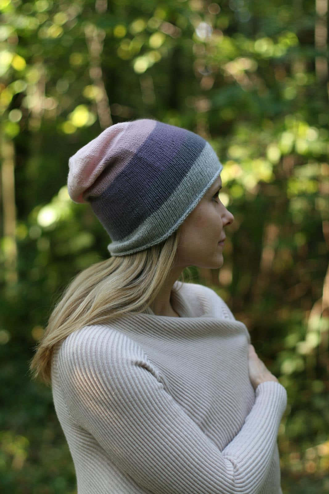 Striped Cashmere Beanie