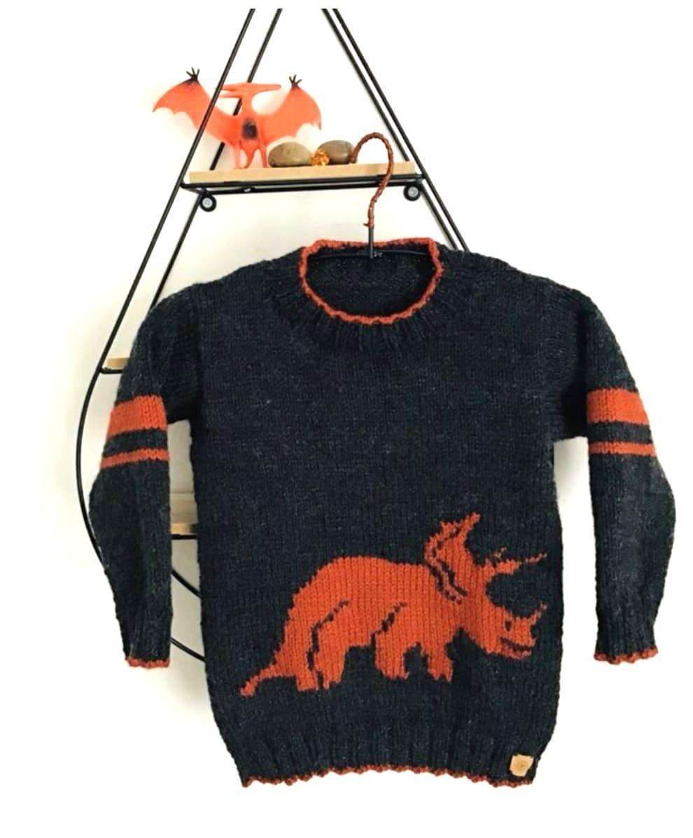Dinosaur Sweater and Hat - Triceratops