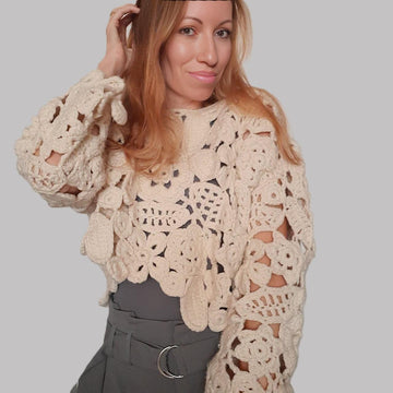 Boho Crochet Lace Oversized Sweater