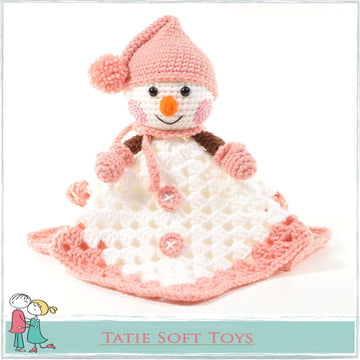 Snow girl and Snowman Comfort Blankets Blankie Lovey Crochet Soft Toys Baby Blanket