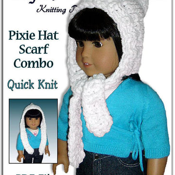 Pixie Hat, Scarf combo fits American Girl and 18 inch dolls. 106