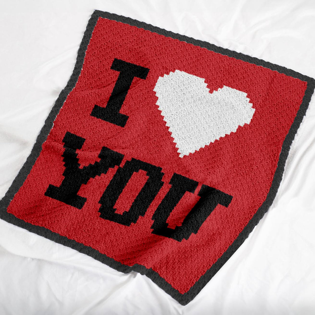 C2C Crochet Pattern I LOVE YOU Red Throw Intarsia Valentine's Day