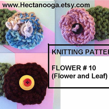 688 knit flower and leaf, beginner level