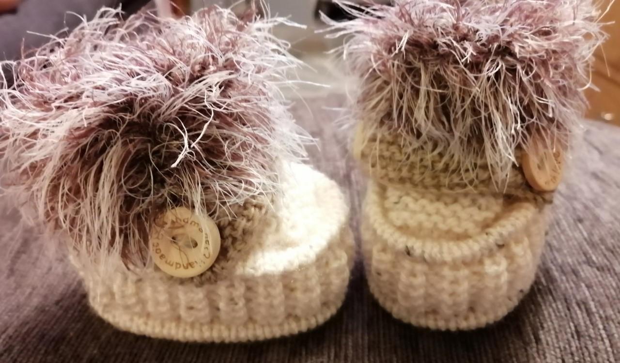 Baby Knitting Pattern GILLET & FUR BOOTS 3-6mths & 6-9mths