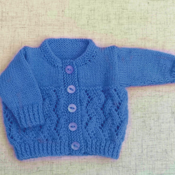 Knitting Pattern for Babies Round Neck Cardigan Preemie - (16") 41cm, 0-3mths - (18") 46cm, 3-6mths - (20") 51cm Chest, Baby Knitting Pattern, Double Knitting, KP572
