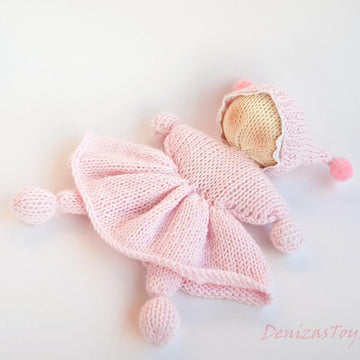 Pink Waldorf knitted girl doll for small babies