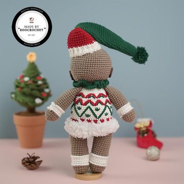 Sloth Wearing Green & Red Noel Hat Plush Toy Crochet Pattern