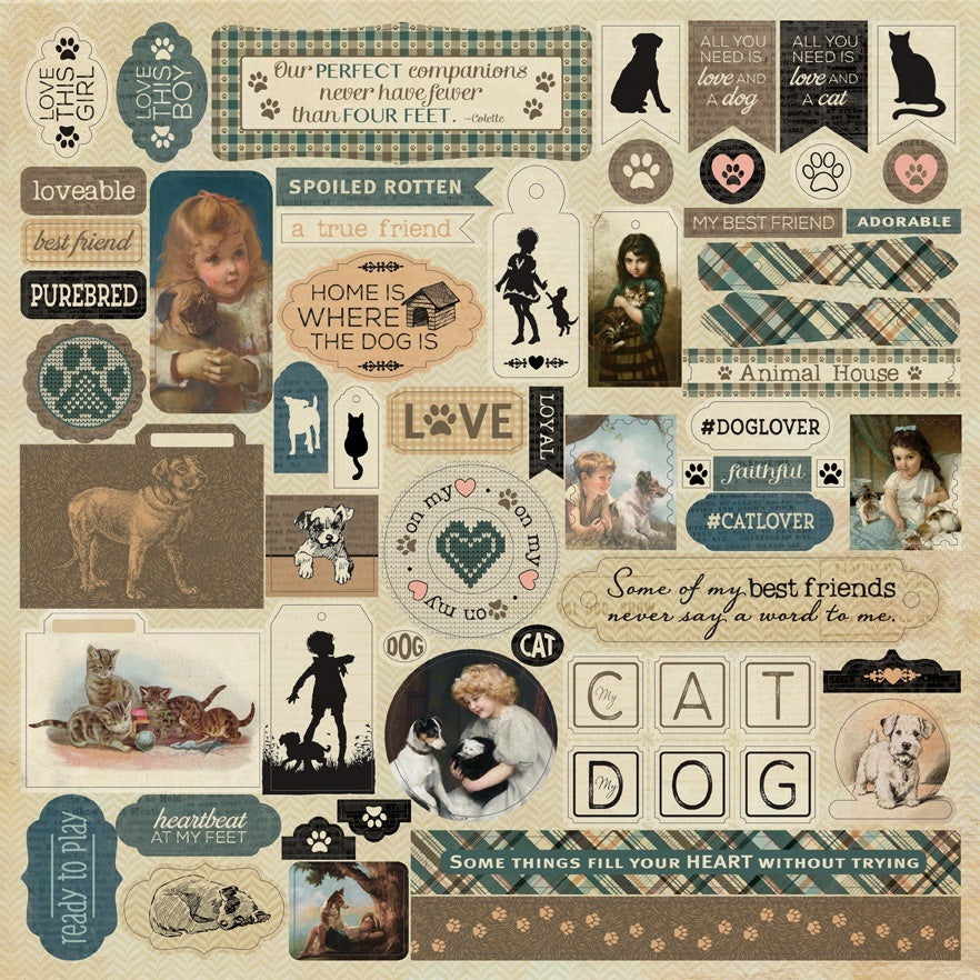 Authentique Paper Purebred Cardstock Stickers 12"X12" - Details