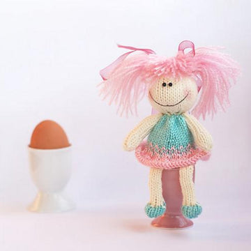 Funny small doll with pink hair for keeping warm breakfast egg
