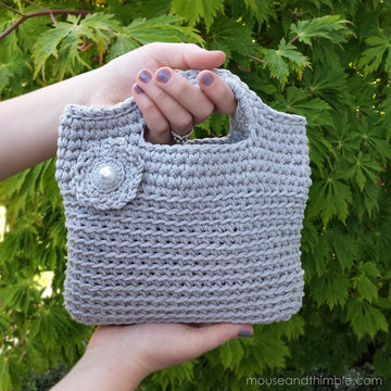 Stone Cotton Purse with Button Flower 2320